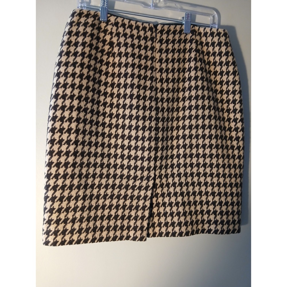 Talbots Houndstooth Wool Blend Pencil Skirt Womens Size 6 Black Tan Classic - Picture 3 of 5